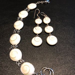 Silver Shiva Eye Earrings and Bracelet